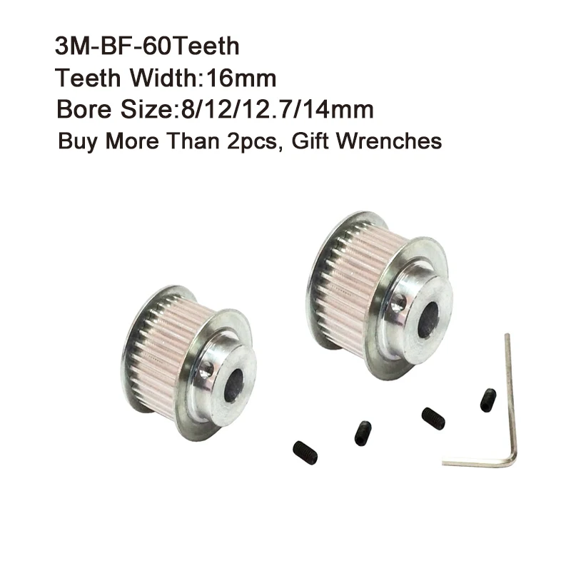 

HTD 3M Timing Pulley 60 Teeth 8/12/12.7/14mm Bore Size 16mm Width Timing Belt Pulley 3M for CNC Machines Laser Engraving Machine
