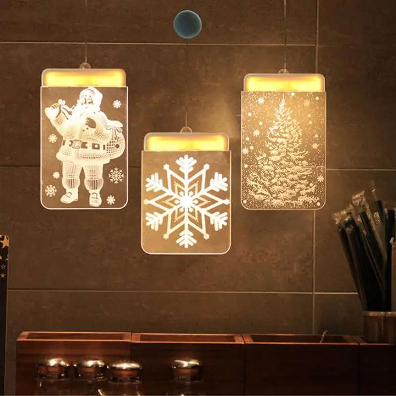 3D LED bell Snowflake Hanging Lamp Holiday Party Decor Light Santa Claus