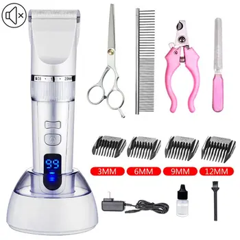 

Dog Clippers Cordless Dog Grooming Clippers Kit Rechargeable Quiet Pet Hair Clippers Trimmer with11 Dog Grooming Tools