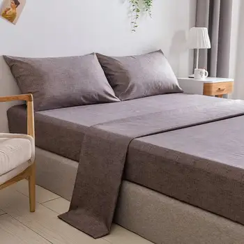 

30 Bed Sheet Gray Color Plain Dyed Top Sheet for Double Bed sabanas de cama Twin/Full/Queen/King Size Fitted Sheets