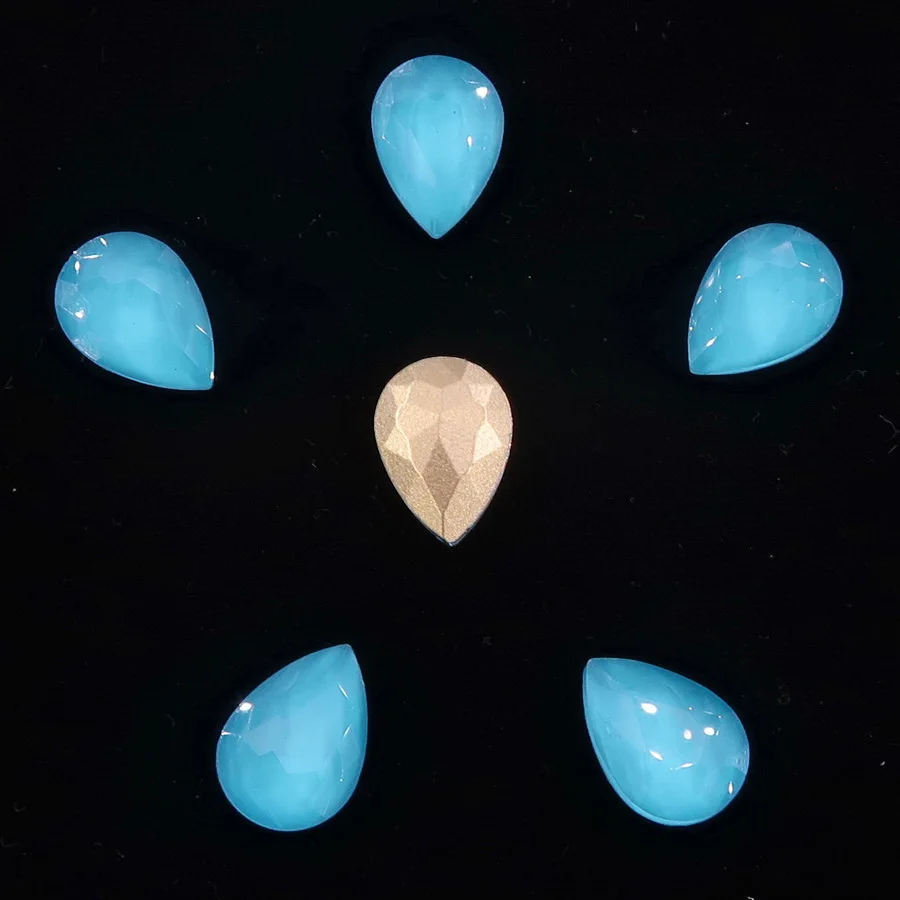 A4 Blue zircon Стеклянный кристалл 7*10 10*14 13*18 мм желе конфеты AB и радужные цвета капли воды форма Клей На Стразы бусины аппликация «сделай сам» отделка - Цвет: A4 Blue zircon