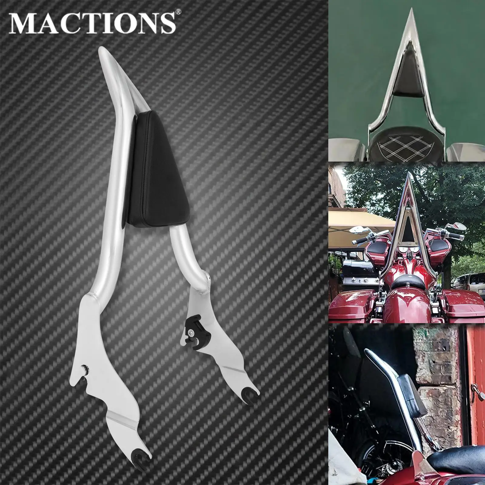 Motorcycle Detachable Passenger Backrest Sissy Bar Chrome For Harley