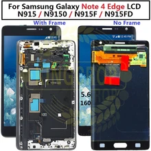 Super amoled para samsung galaxy note 4 borda lcd n915 n915fd n915f lcd com quadro digitador assembléia para smnote 4 borda