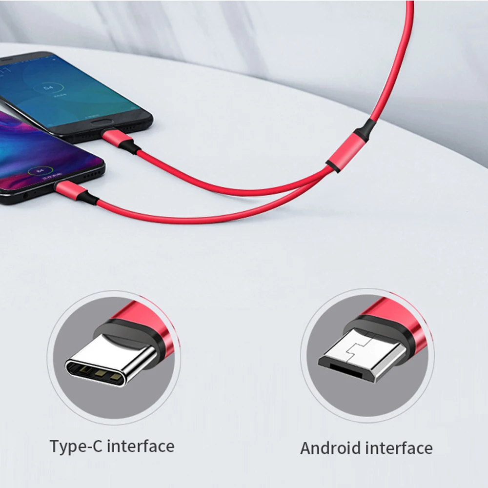 2 в 1 USB кабель Micro usb type C кабели быстрое зарядное устройство планшет телефон зарядный шнур 2в1 нейлоновая оплетка Android USB C провода для зарядки