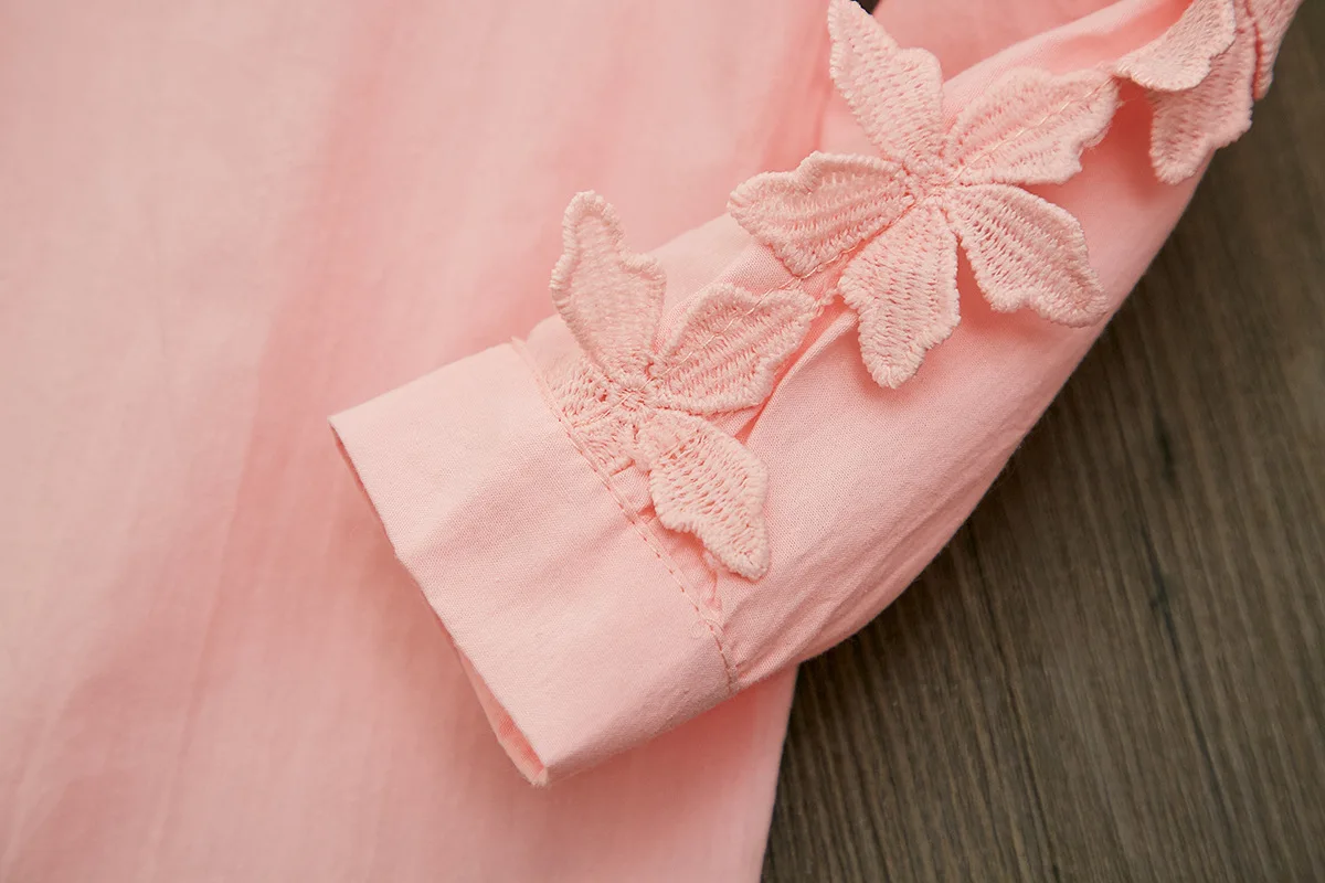 

Korean-style Childrenswear Girls 2019 Spring New Style Fold-down Collar Cotton Linen Long-sleeved Shirt Dotted Chiffon Skirt Set