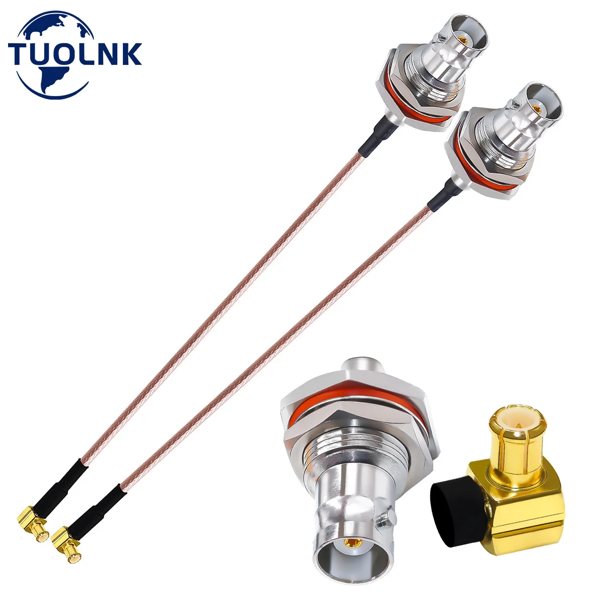 BNC para MCX Cabo Coaxial, BNC Fêmea para MCX Macho Ângulo Direito Antena Cabo de Extensão, RG316 Coax Pigtail Cable, 1Pc