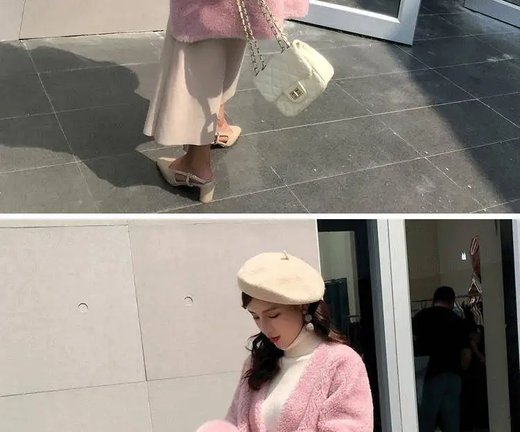 Heydress весеннее женское однотонное пальто из искусственного меха, женская верхняя одежда с карманами, верхняя одежда, женская розовая Меховая куртка с v-образным вырезом