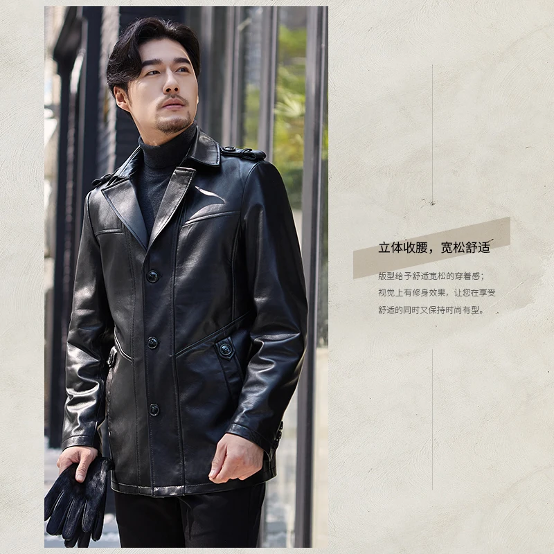 

2020 Men's Sheepskin Coat Spring Autumn Genuine Jacket Men Blazer Windbreaker Leather Jackets FSBAQ..1707 KJ2296