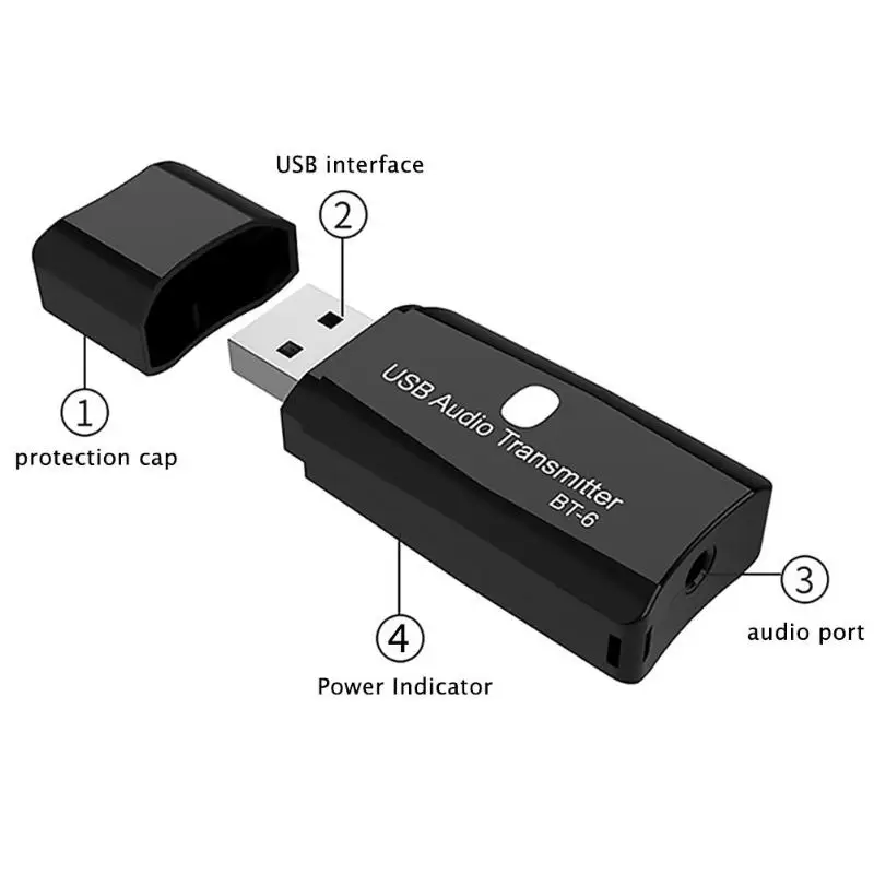 BT-TX6 Bluetooth 5,0 адаптер аудио приемник передатчик AUX USB 3,5 мм беспроводной для ПК проектор телевизионный усилитель мощности