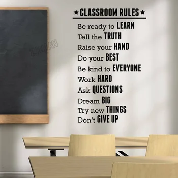Classroom Rules Wall Sticker For School Vinyl Study Room Decoration Wall Paper English Words Wall Decals Adornment Art Y193 Buy At The Price Of 6 10 In Aliexpress Com Imall Com