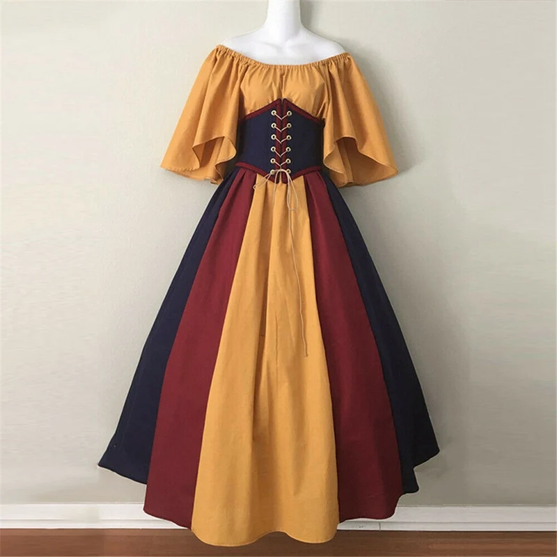 В готическом стиле, Стиле Ренессанс платье Для женщин Элегантное Длинное платье средневековой платье Косплэй костюм