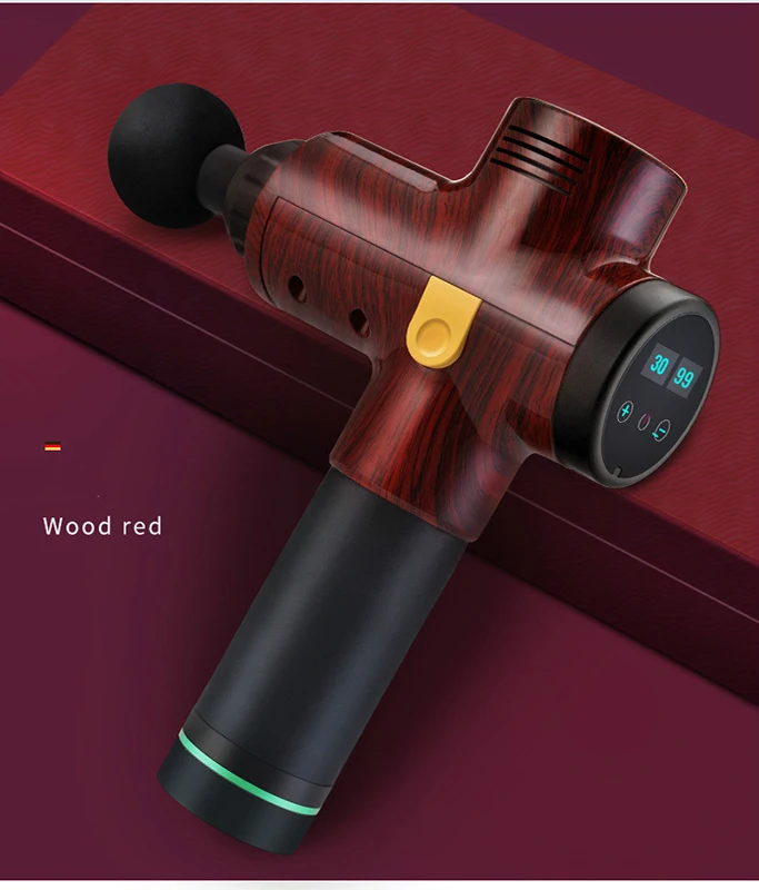 Wood red Тканевый массажный пистолет для мышц, беспроводной Перезаряжаемый массажный пистолет для фасции, спортивный массажный аппарат для расслабления тела, для похудения, для облегчения боли - Цвет: Wood red