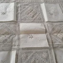 

Cotton Filet Lace Tablecloths Tuscany Embroidery Handmade Crocheted Home Party Japanese Style Table Cover Square 85x85cm