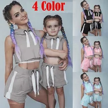 Стиль модная семейная одежда женские Мать брюки для занятий спортом, спортивные штаны для занятий йогой с Фитнес с капюшоном