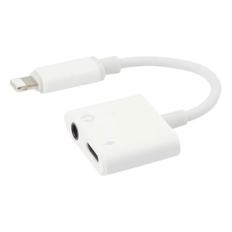 2in1 адаптер для iPhone 7 8 Plus X XS MAX Аудио зарядки сплиттер адаптер на мини-3,5 мм разъем для наушников адаптер Q84A
