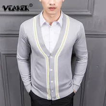 Человек с хорошей терморегуляцией Вязание кардиган тонкие свинцово свитер мужской пальто свободного кроя мужской