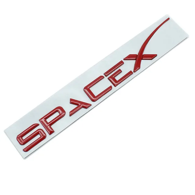 3D Metal Car Trunk Sticker Emblem Styling Letter SpaceX for Tesla Model 3 S X Roadster Car Fender Side Stickers Accessories A-Red