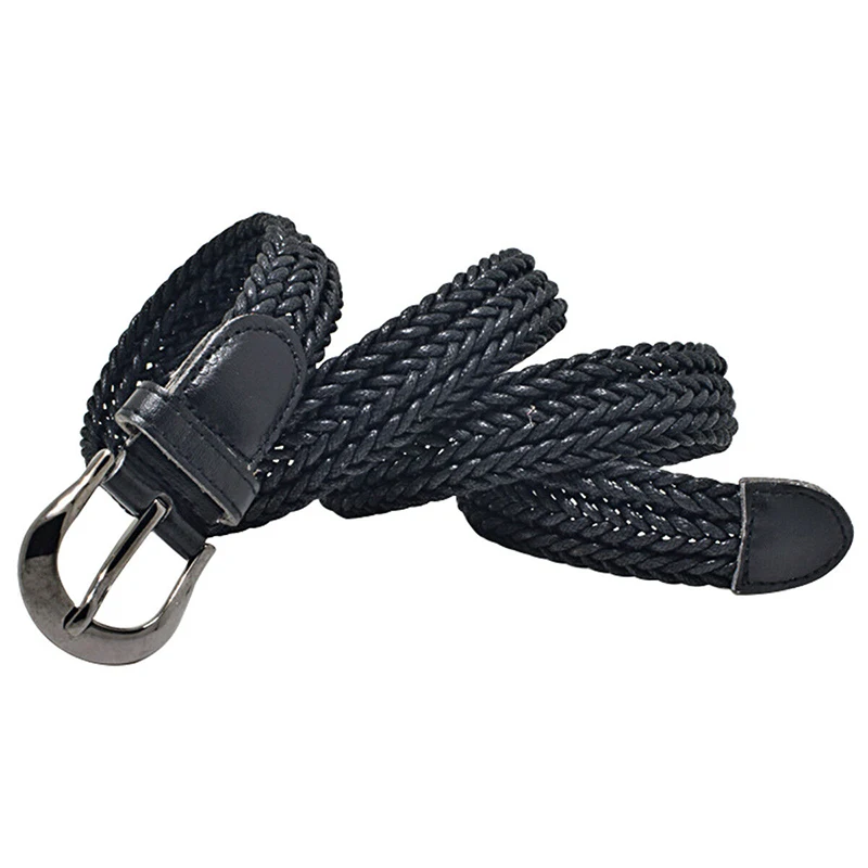 High Quality Cool Webbing Belts Leather Trim Ladies Elasticated Woven Braided Stretch Buckle Belt Waistband Waist Straps