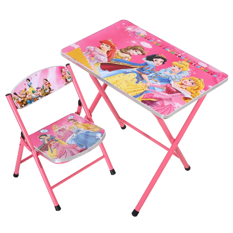 

Cartoon Kindergarten Pupils Children Folding Study Desk And Chair Set Desk Table To Drop