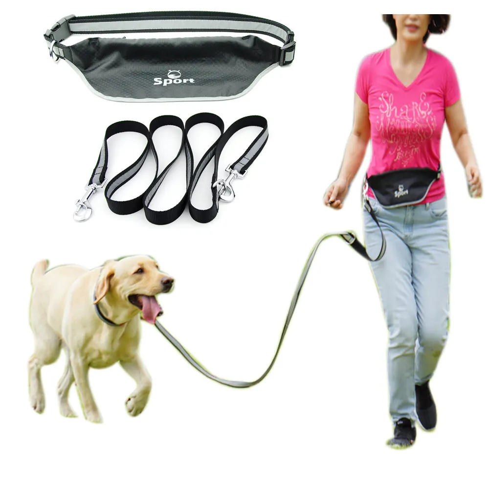 Correa para perros y mascotas, cinturón impermeable con bolsillo correr, trotar, deporte, entrenamiento, rayas reflectantes, manos libres - AliExpress Hogar y jardín