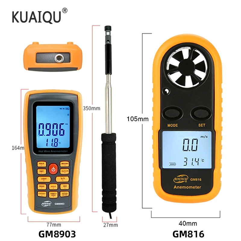 GM8903AnemometerPortableAnemometroThermometerGM816BacklightWind