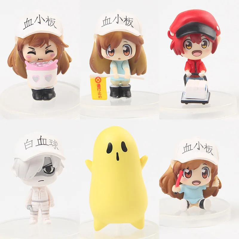 

6-Work Cells Platelet Red White Cell Blood Cute Capsule Toy Garage Kit Decoration Model