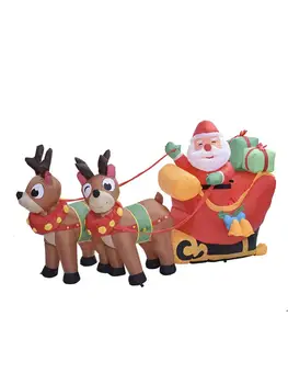 

Christmas inflatable Santa reindeer sleigh outdoor decoration LED lights-cute and fun Christmas For Outdoor Decor