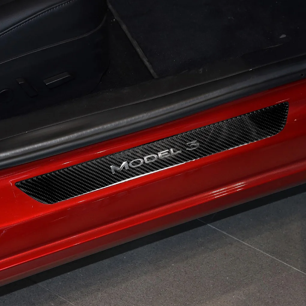 Замена для Tesla модель 3 4 шт./компл. порога протектор двери шаги защитная накладка из углеродного волокна Стикеры