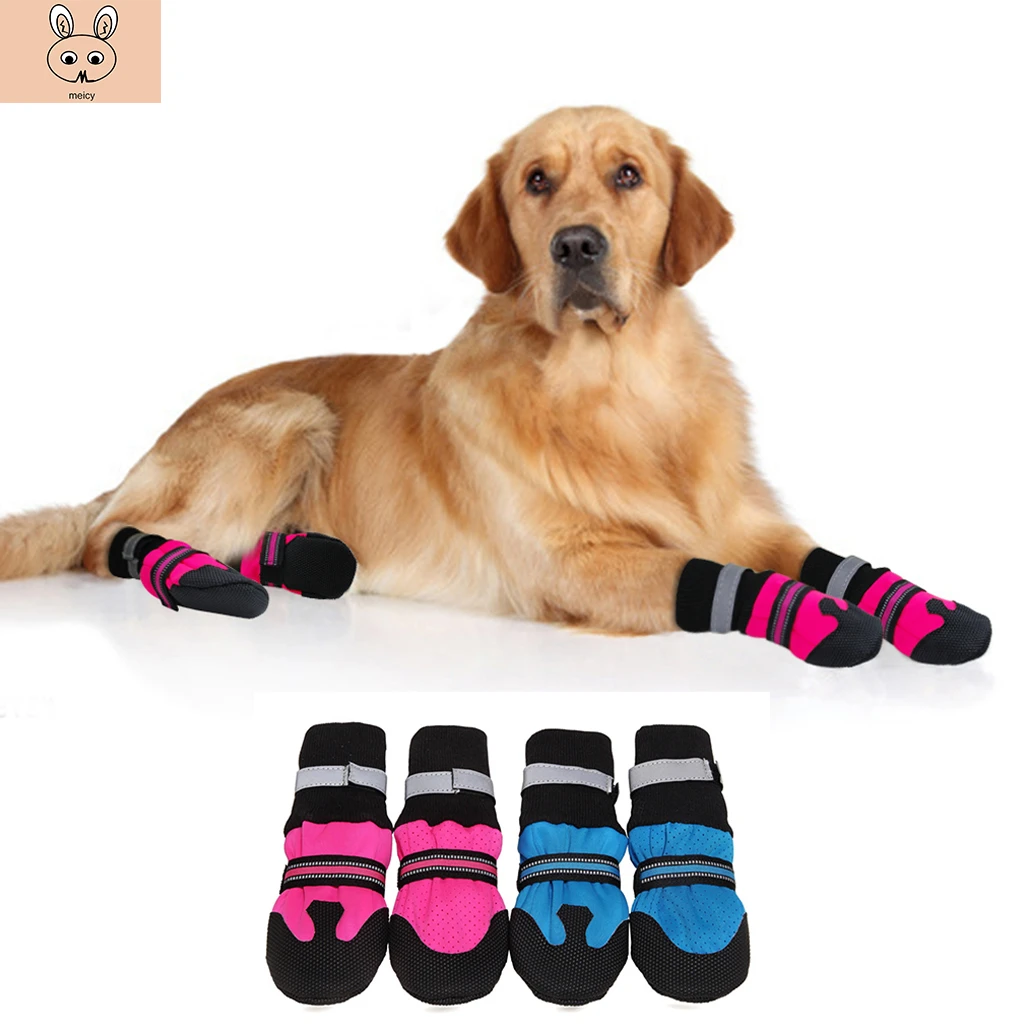 4 Uds zapatos impermeables de invierno para perros antideslizantes botas de nieve para Protector de patas cálido reflectante para perros medianos para labrador, Husky|Zapatos para perro| - AliExpress