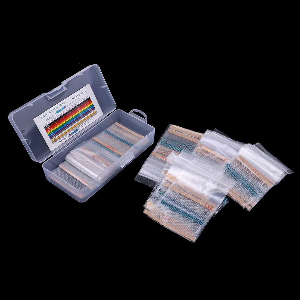 1140 Pieces 38 Values 1% Resistor Kit, 0 Ohm-1M Ohm 1/4W Metal Film Resistors Assortment for DIY and Experiments