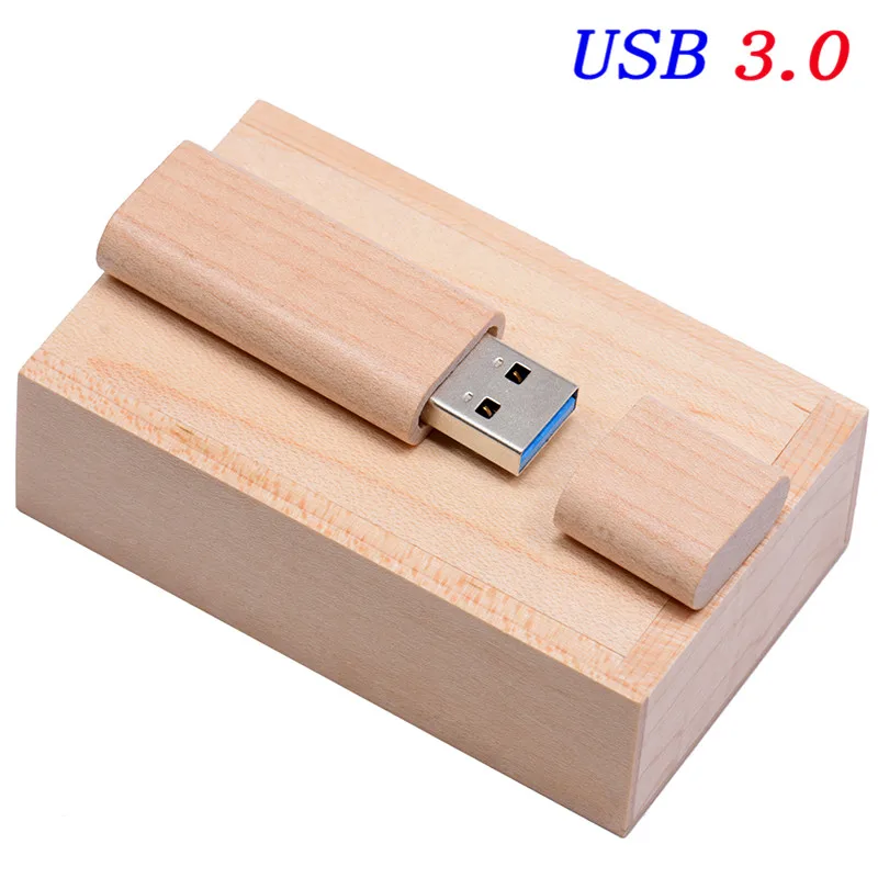 JASTER USB флэш-накопитель деревянный круглый стержень модель+ коробка USB 3,0 логотип на заказ 4 ГБ 8 г 16 ГБ 32 ГБ 64 Гб 128 ГБ Флешка карта памяти U диск - Цвет: Maple wood with box