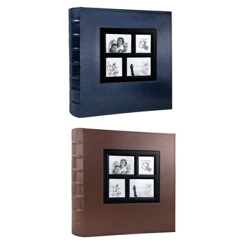 

2x Photo Album Holds 4X6 400 Photos Pages Large Capacity Leather Cover Binder Wedding Family Baby(Blue&Brown)