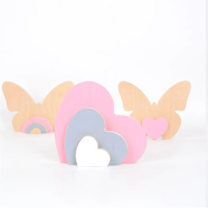 

INS Wooden Building Blocks Decoration for Baby Kids Room Ornaments Nordic Style Game Toys Gifts Nursery Decor Desk Crafts Props