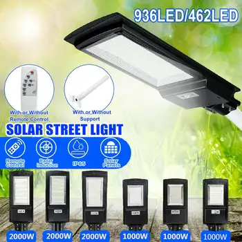 

LED Solar Street Light 1000W 2000W IP65 8500K Light Radar Motion Sensor Wall Timing Lamp Remote Control for Garden Outdoor