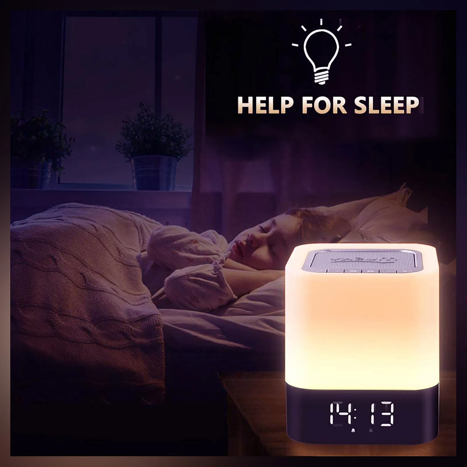 

Multifunctional wireless bluetooth speaker LED Night Light Lamp Smart Music Pluggable Card Luminous time display Decorative c5*