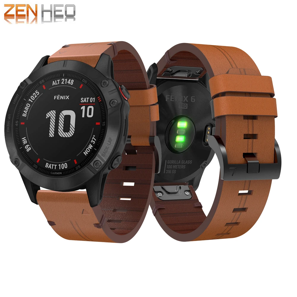 Для Garmin Fenix 6 браслет 22 мм Quick Fit из натуральной кожи ремешок для часов Garmin Fenix 5/5 Plus/Forerunner 935/945 наручные