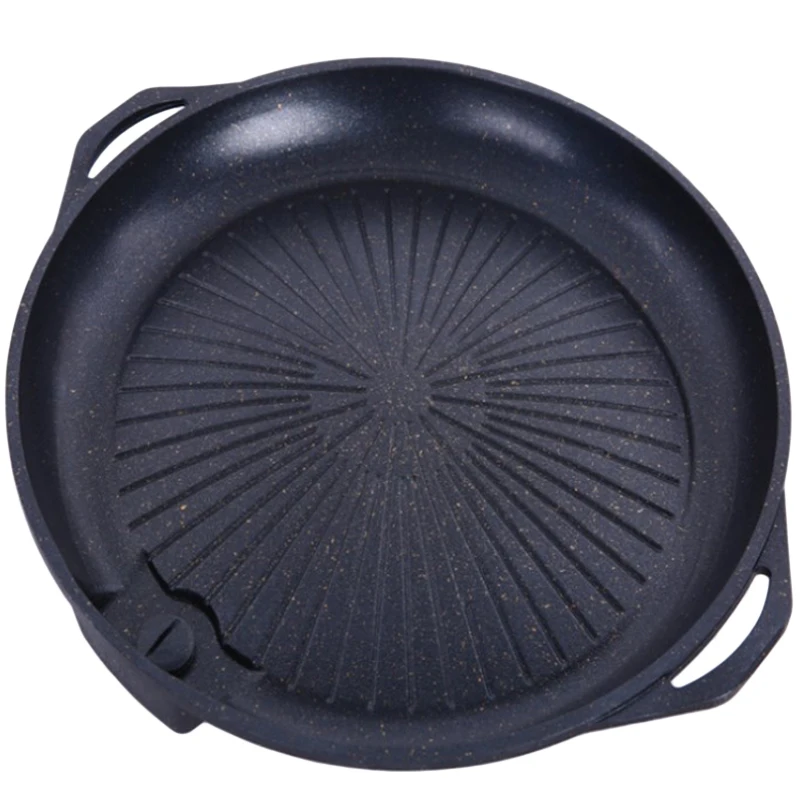 

Quality Round Stone Coated Baking Pan Bbq Grill Plate for Smokeless Nonstick Barbecue Sub Type Roast Dish Kitchen Cooking Portab