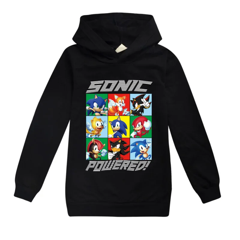 Детская толстовка с капюшоном Sonic the Hedgehog хлопковый топ для мальчиков и девочек