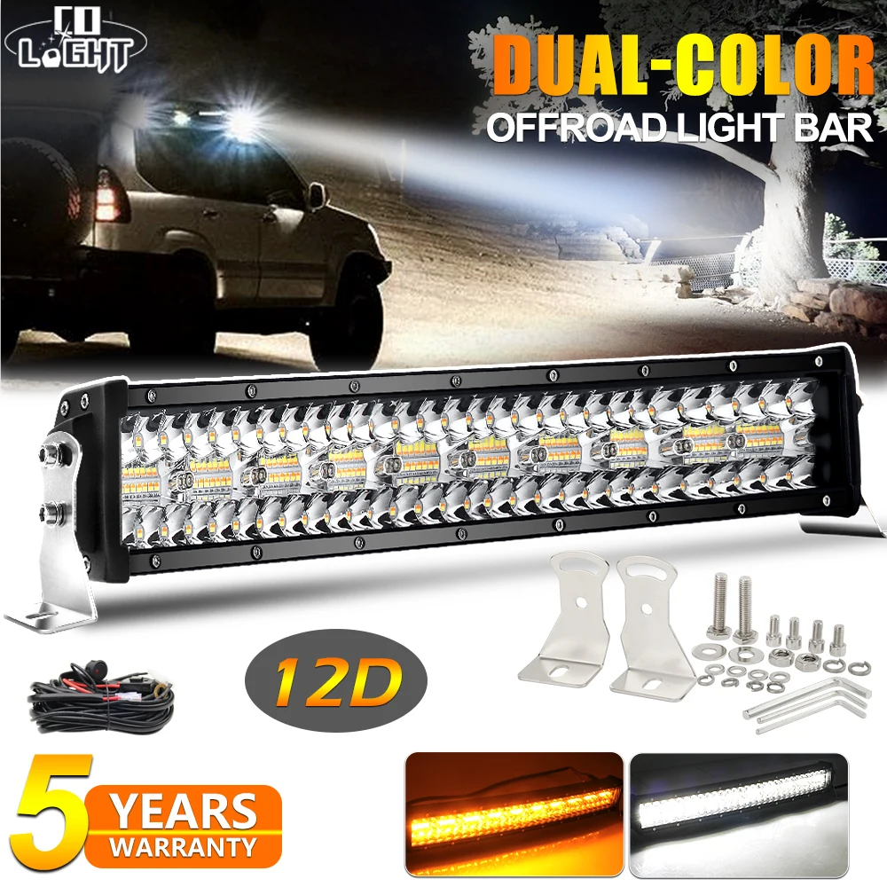 CO светильник 12D Автомобильный светодиодный бар 3 ряда Строб Led Offroad 3500K 6500K комбо
