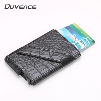 

Anti-theft Men Credit Card Holder PU Leather Card Blocking Rfid Unisex Cardholder Metal Wallet for Men Business Aluminum Purse