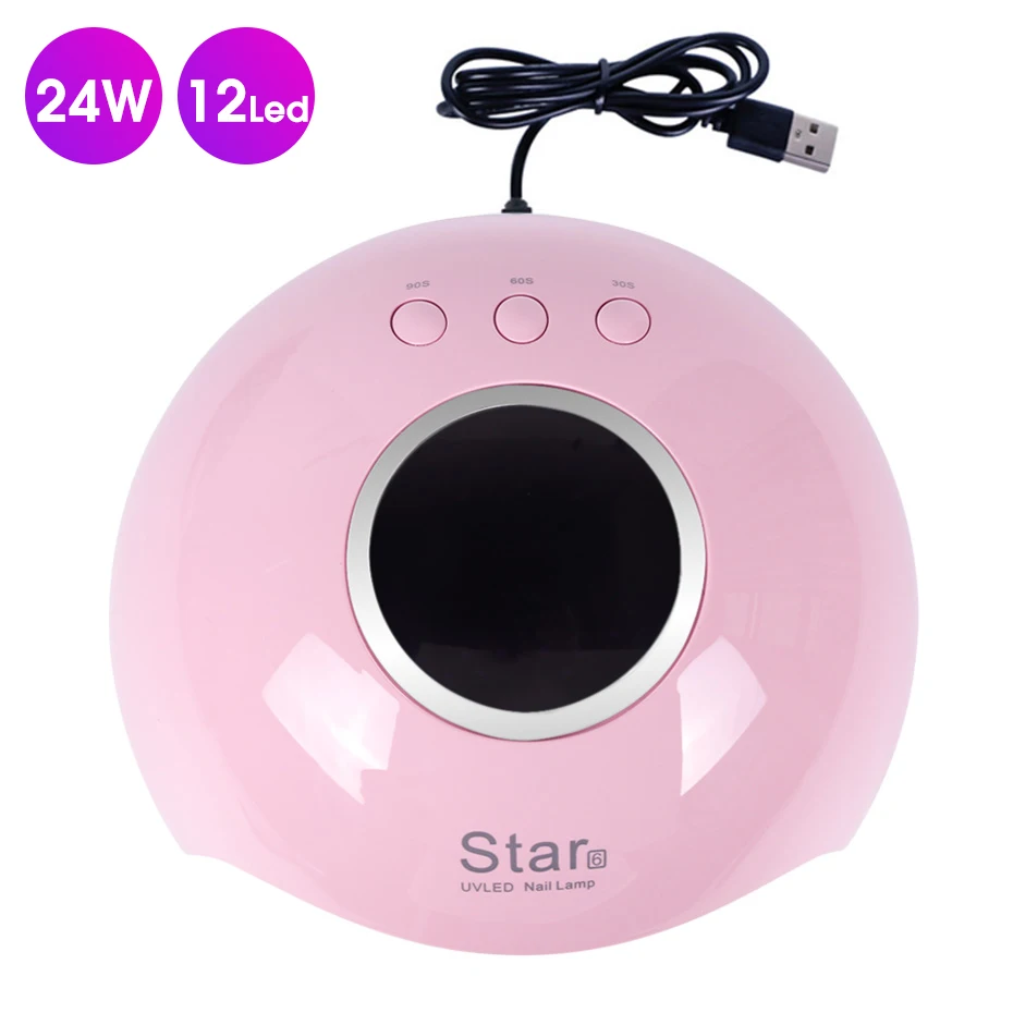 Star6 Pink 24 Вт УФ светодиодный светильник USB профессиональная Сушилка для ногтей УФ-гель лампа отверждения для всех гель-лаков умное оборудование для дизайна ногтей LYSTAR6 - Цвет: Star6 Pink