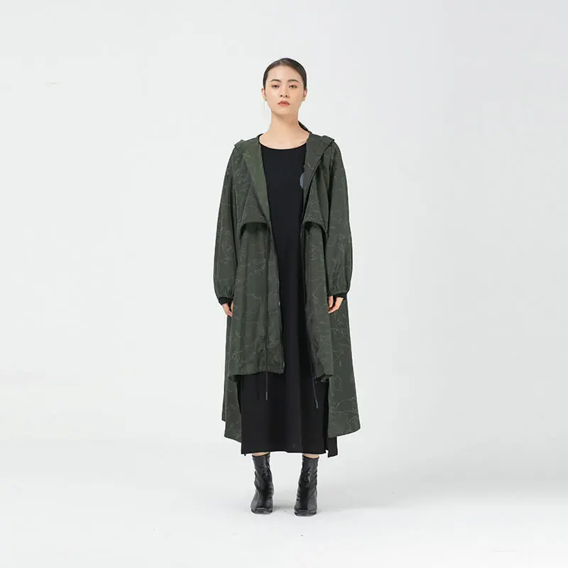 XITAO Patchwork Print Pattern Trench Women 2020