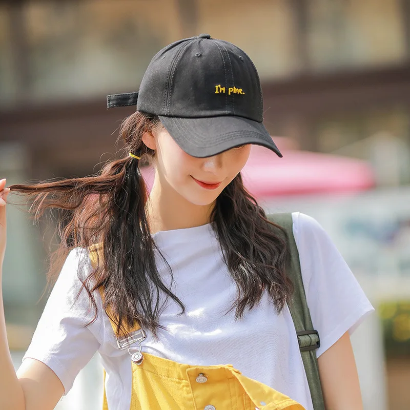 Простая бейсбольная Кепка с вышивкой и маленьким буквенным принтом, женская летняя мягкая кепка черного цвета для уличной съемки, Студенческая Кепка для мужчин