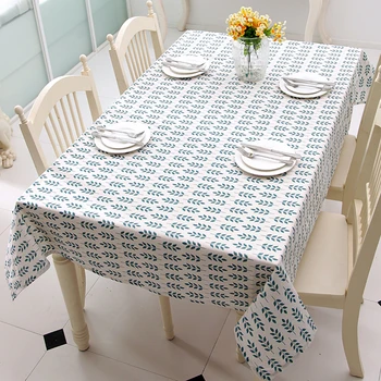 

Simple Small Green Leaf Pattern Cotton Linen Tablecloth Christmas European Style Cover Washable Table Cloth for Tea Table