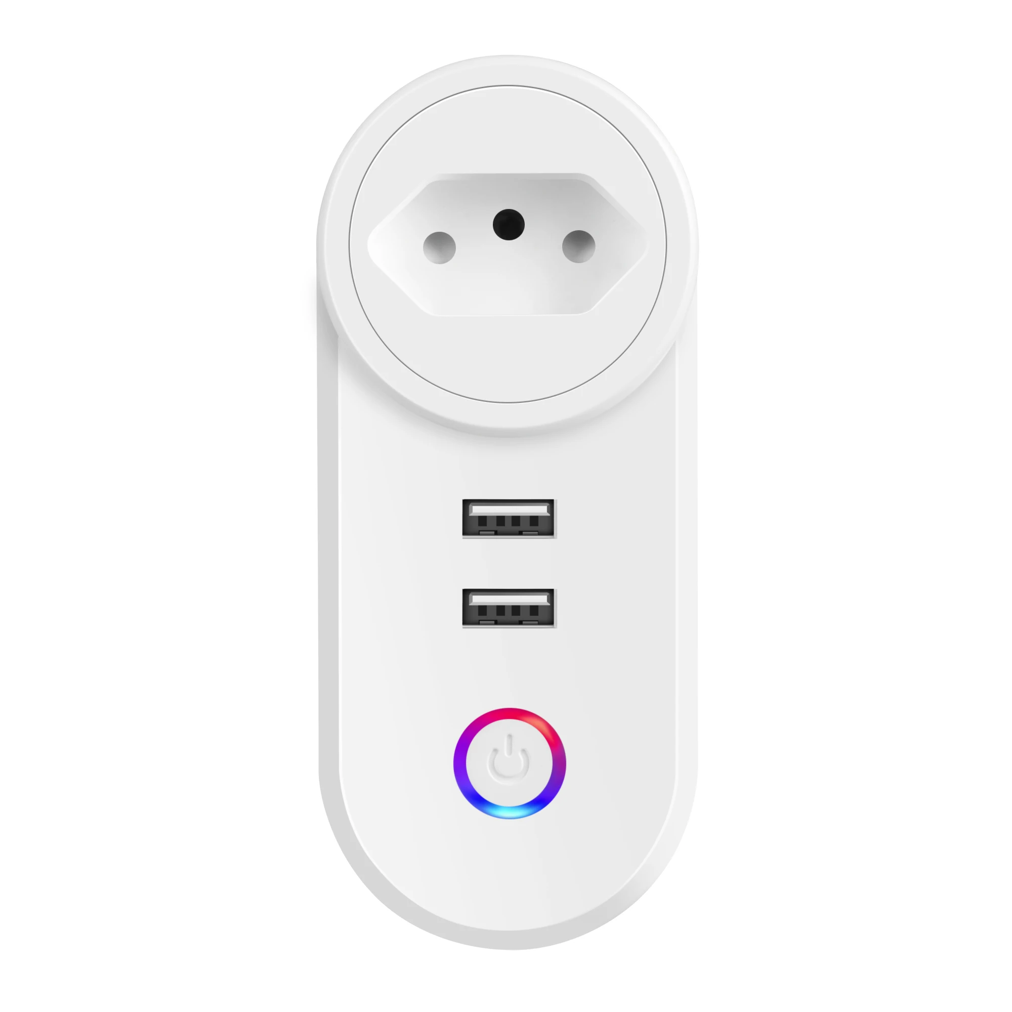 Brazil plug Умная розетка USB, умная розетка WiFi, пульт дистанционного управления, таймер, два выхода USB, голосовое управление, работает с приложением Google Home Alexa Tuya - Цвет: Brazil plug