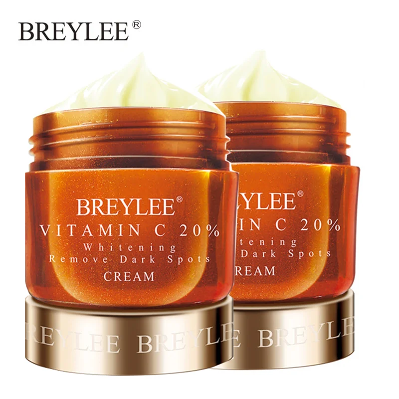 BREYLEE Vitamin C Facial Cream 20% VC Whitening Repair Dark Spots Fade Freckles Remove Melanin Brightening Cream Face Care 2Pcs 2pcs nicotinamide whitening freckles cream remove melasma dark spot acne marks brightening skin tone face skin care