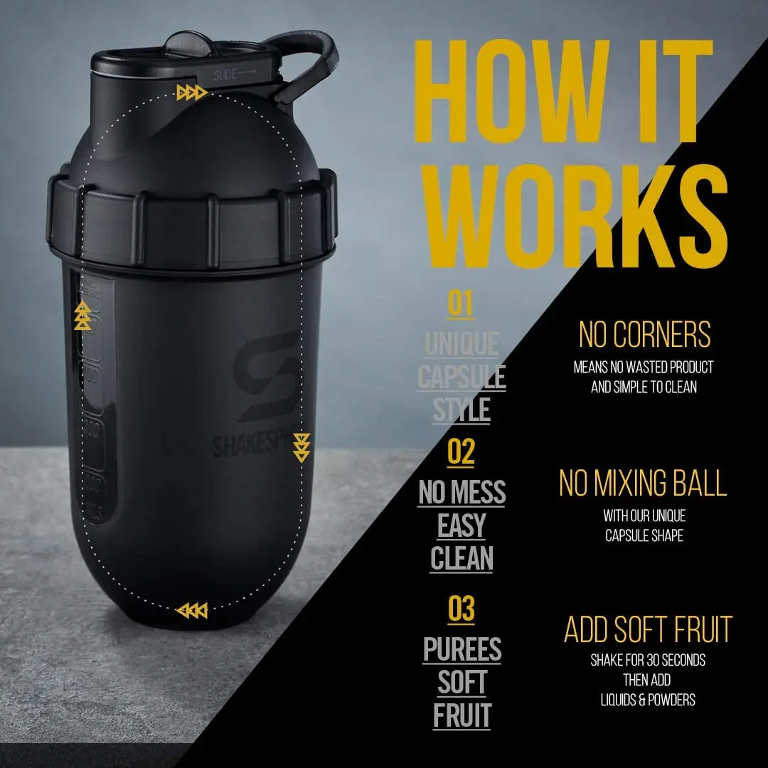 Shakesphere Tumbler View: Protein Shaker Bottle With Side Window
