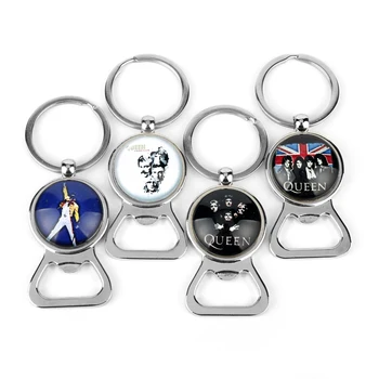 

Freddie Mercury Glass keychain Rock Band Queen Freddie Mercury Bottle Opener Keyring Key Chains Creative Gifts For Fans