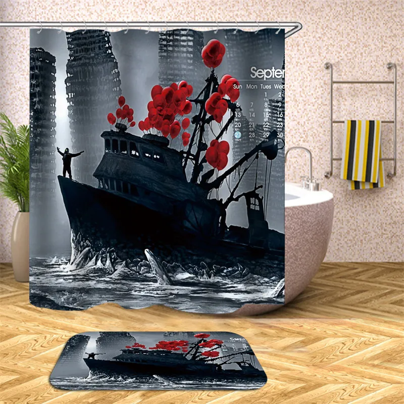 3d занавеска для душа Водонепроницаемый полиэстер ткань для ванной комнаты домашний декор с 12 крючками