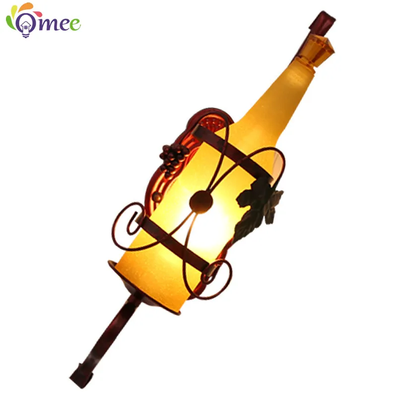 Rrustic Vintage Beer Bottle Wall Lamp , Creative Colours Glass Bottle Wall Light For Led Aisle Bedroom Bedside Wall Use E27 BULB